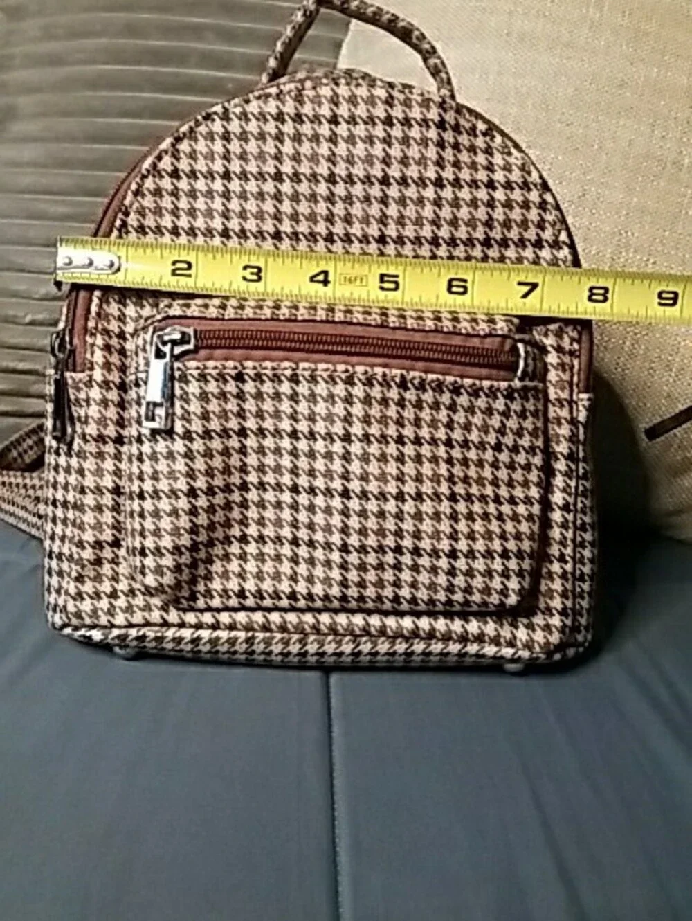 Cato Brown & Black Houndstooth Mini Backpack